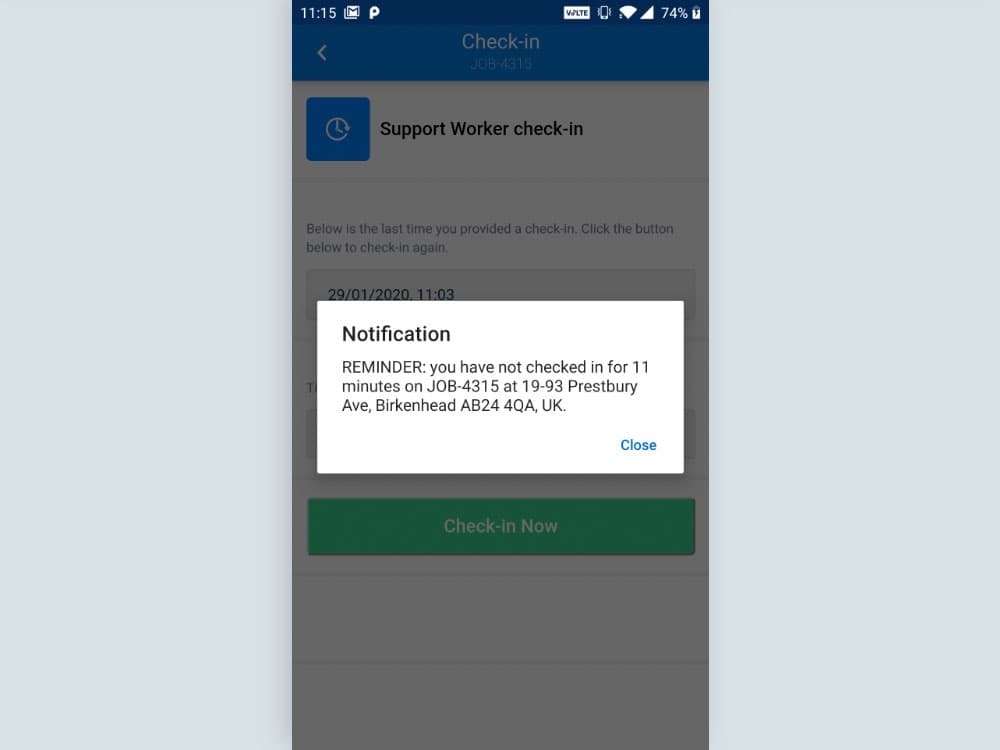 Lone Worker Risk Check-in screenshot 5