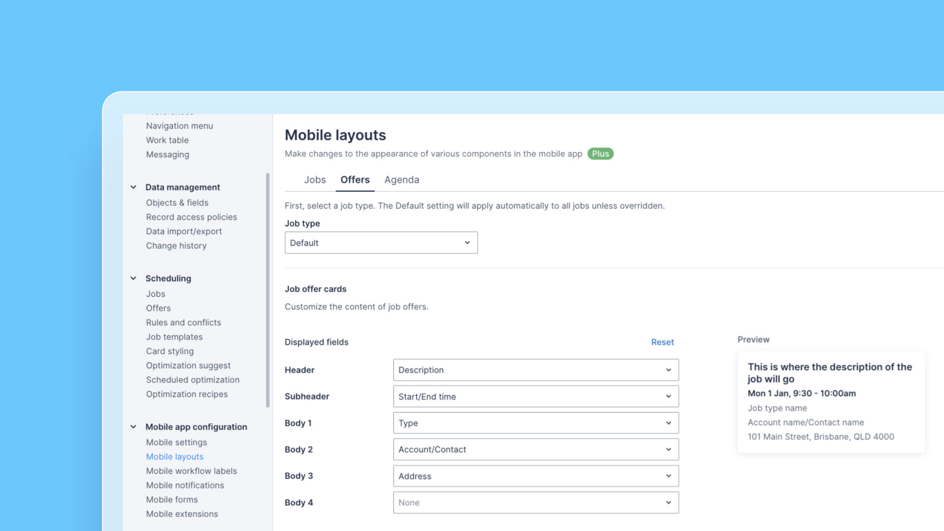Skedulo Plus – Job offer card customization release note