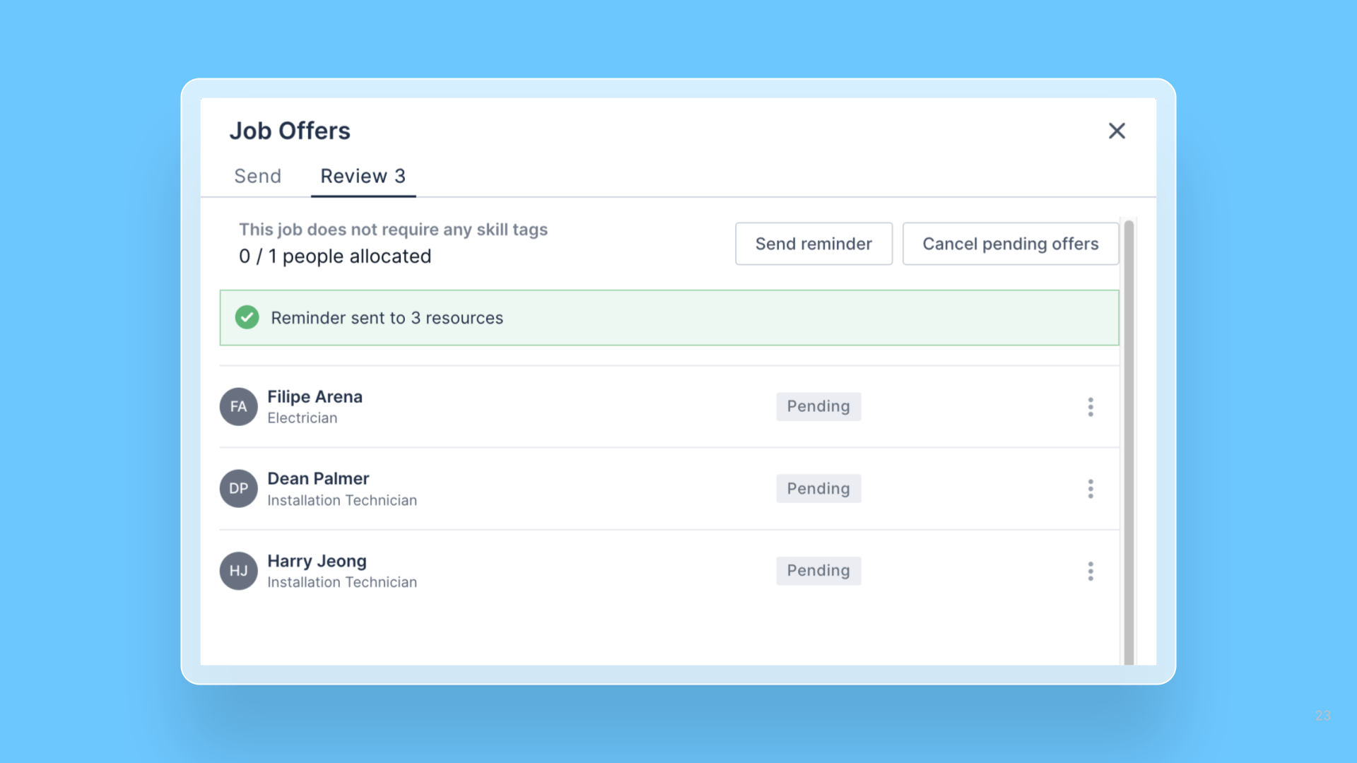 Ability to send job offer reminders release note