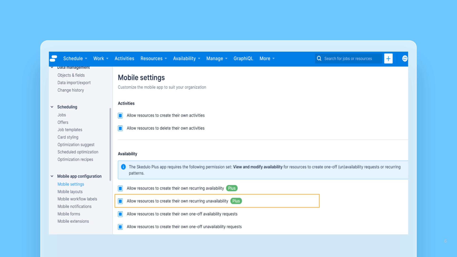 Skedulo Plus – Recurring unavailability management release note