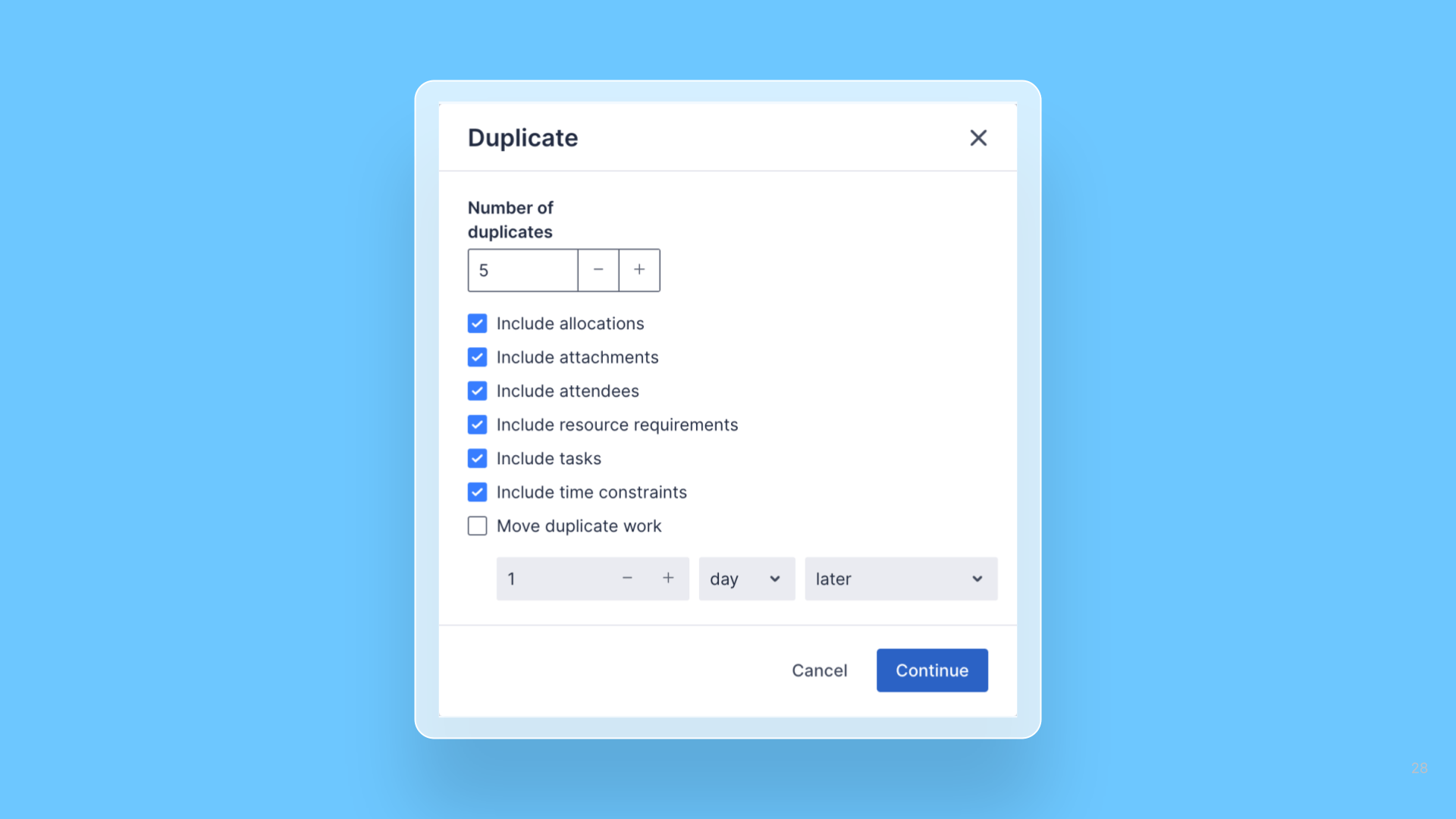 Create multiple duplicates of a job in one action release note