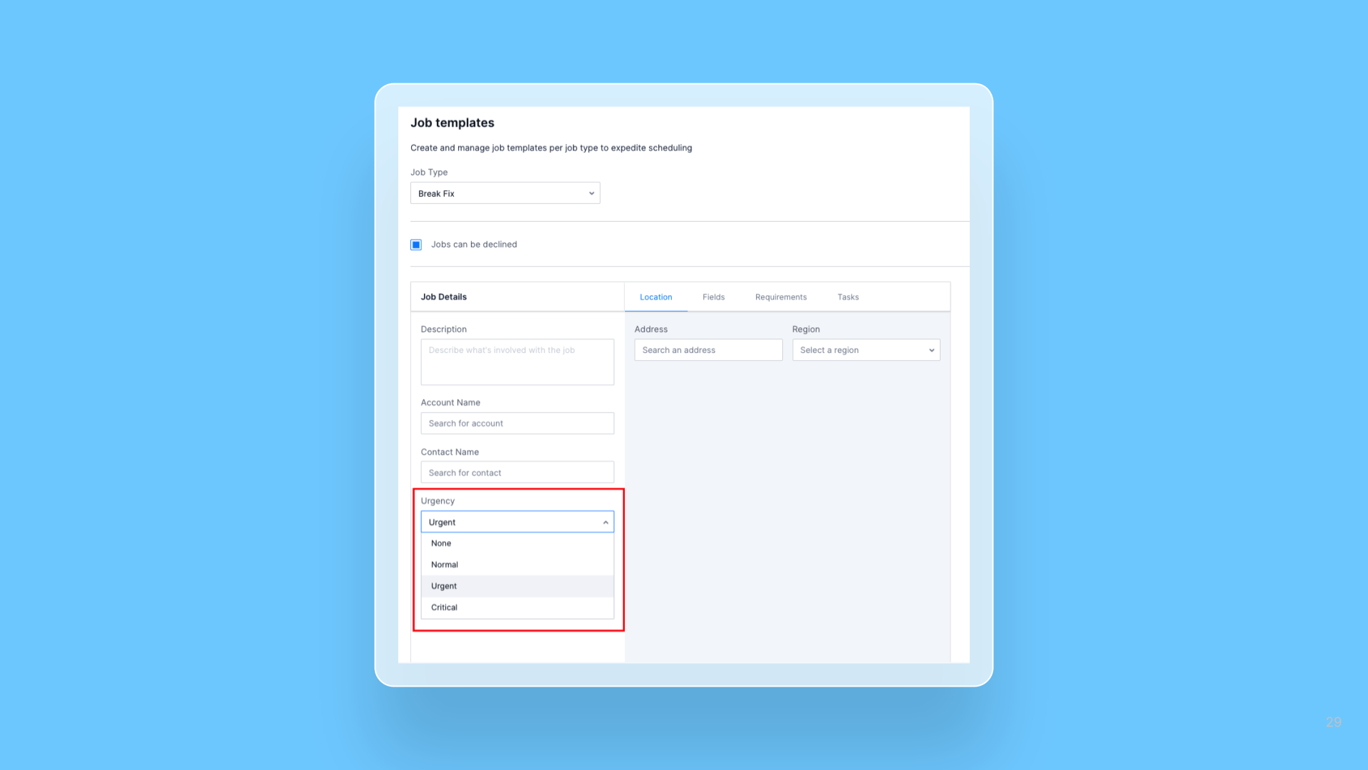 Job urgency now supported in job templates release note