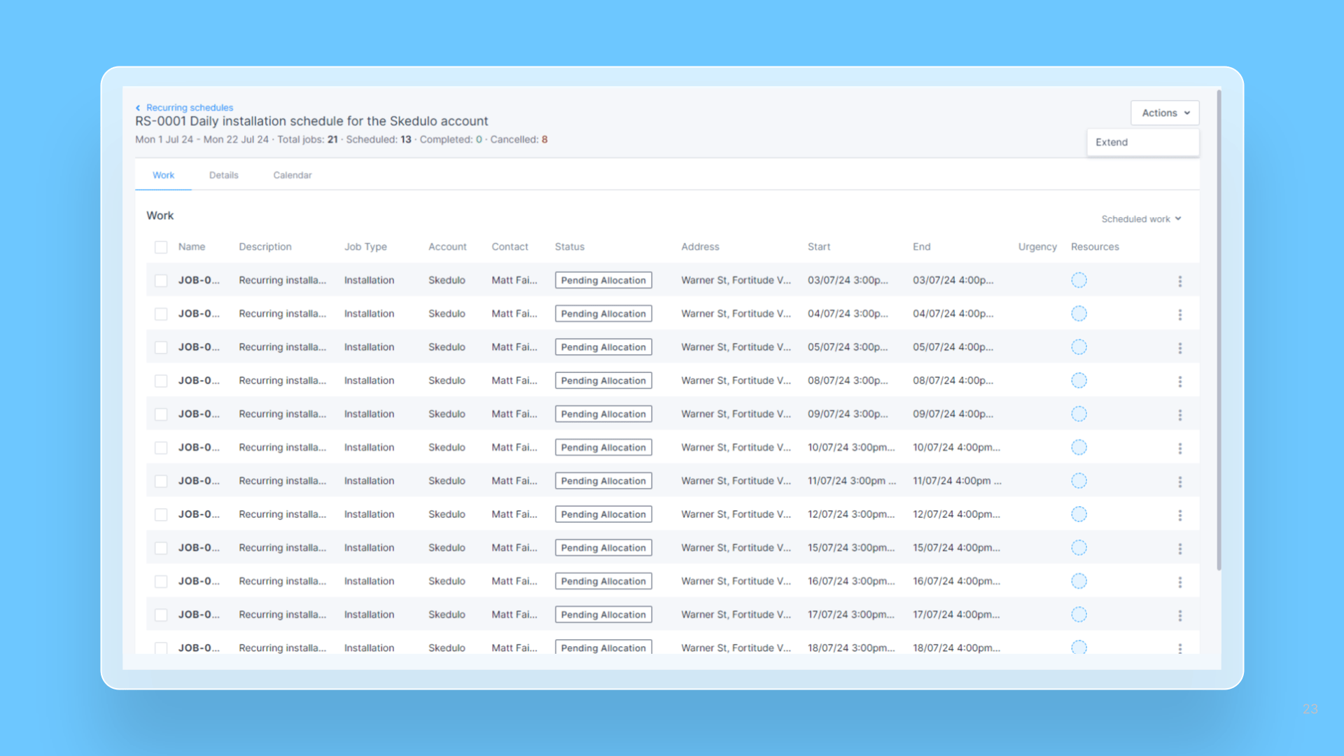Recurring schedules UI/UX improvements release note