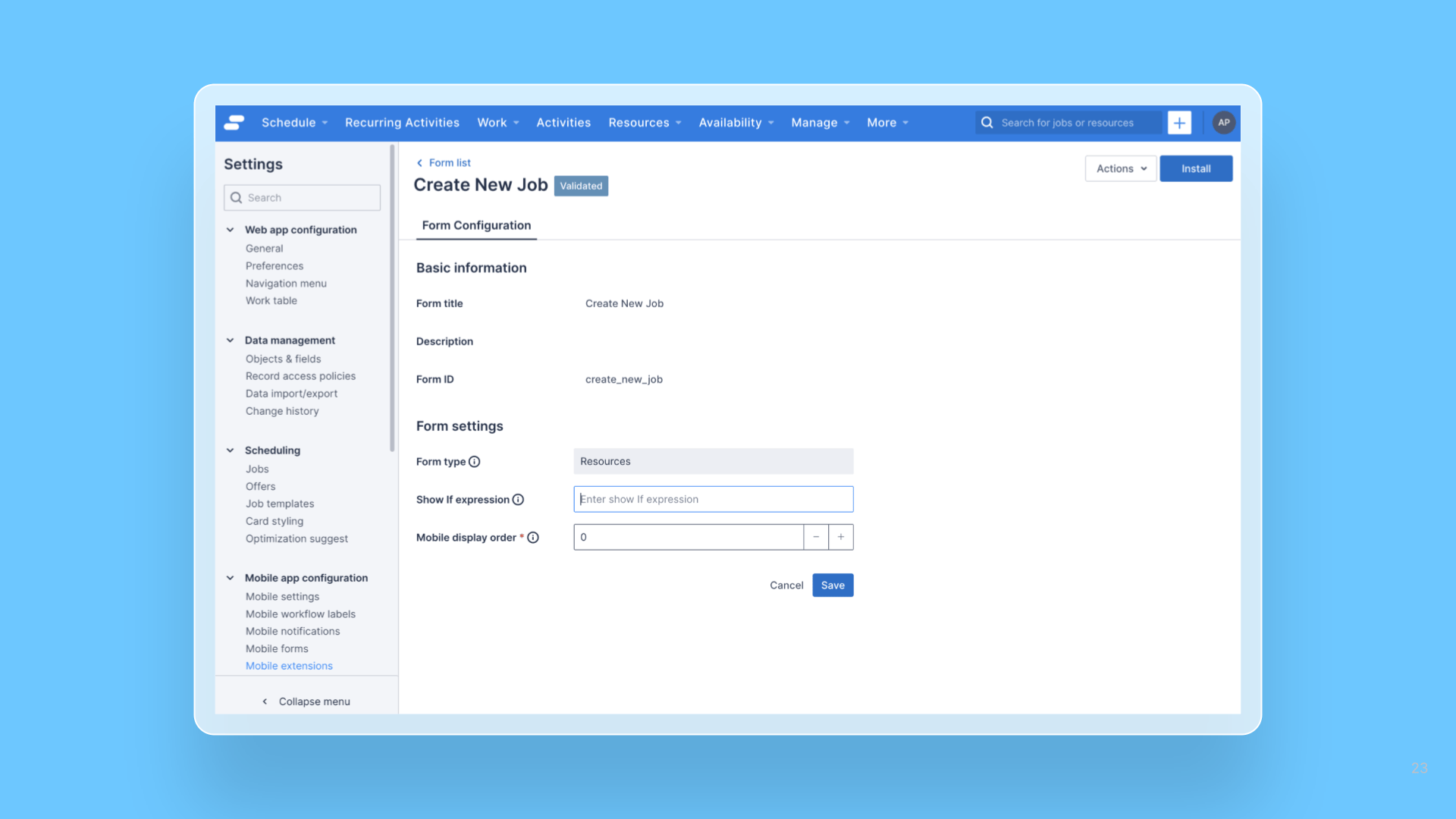 Skedulo Plus extension metadata configurable in web app release note