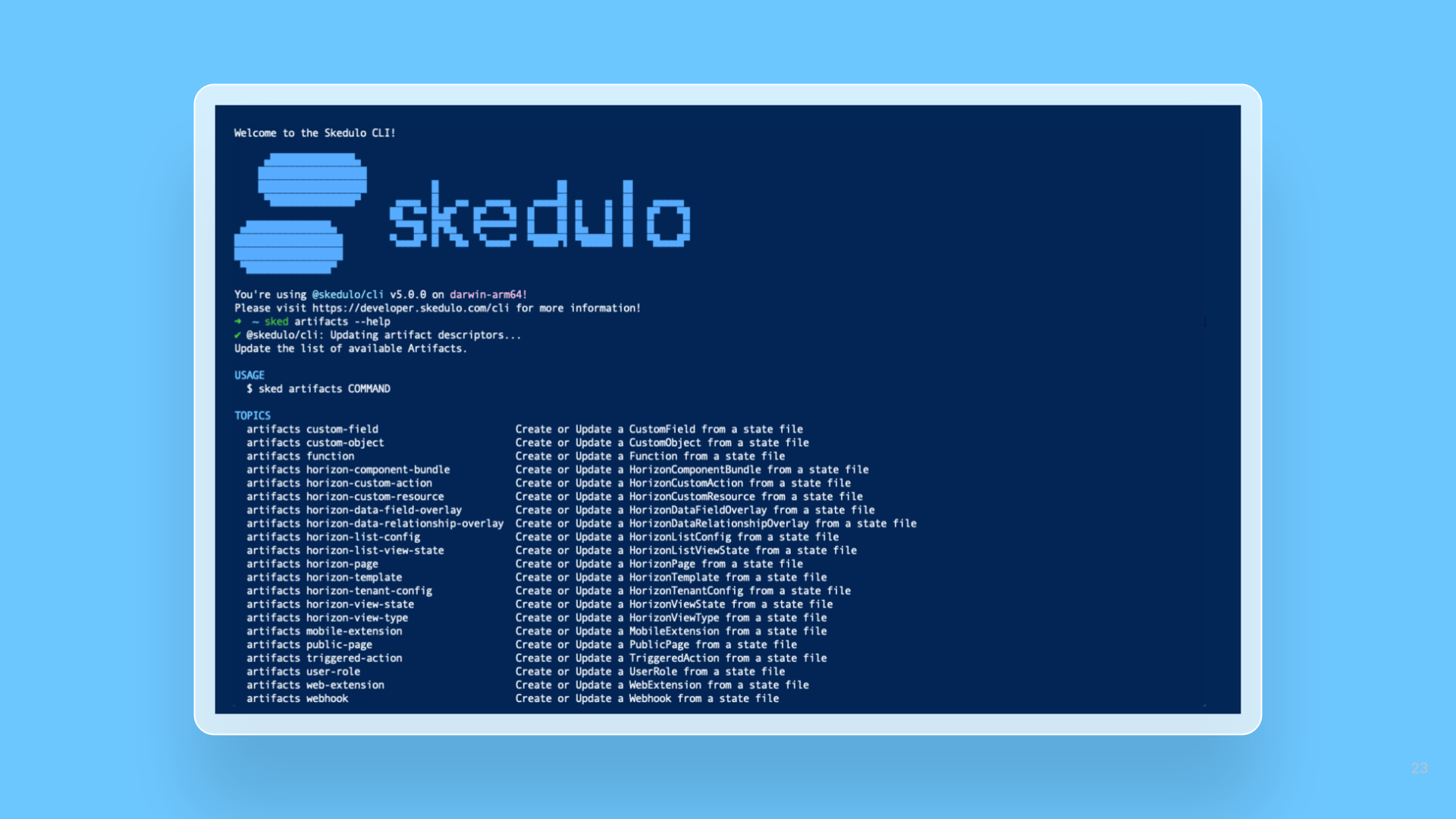 Skedulo CLI version 5.0.0 released release note