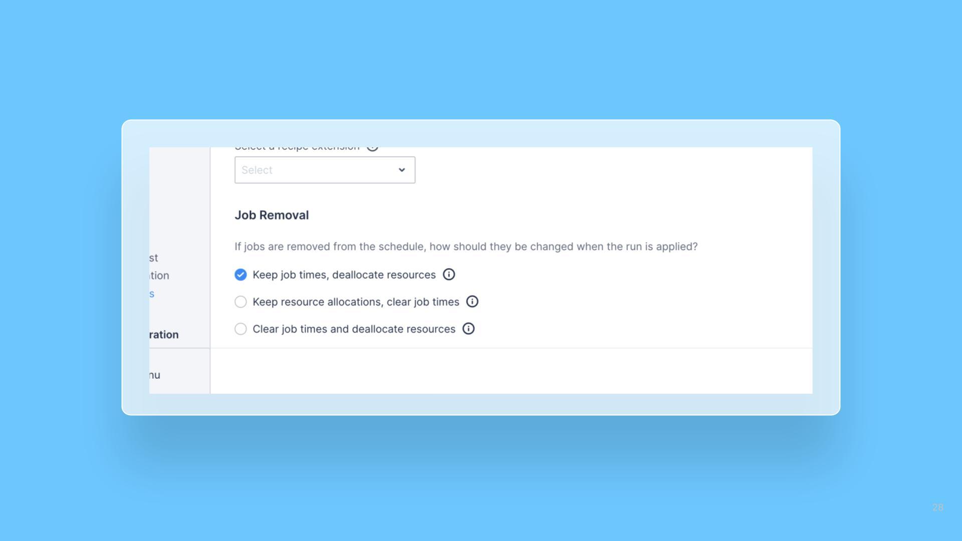 Optimization recipes: define behavior for jobs that are removed release note