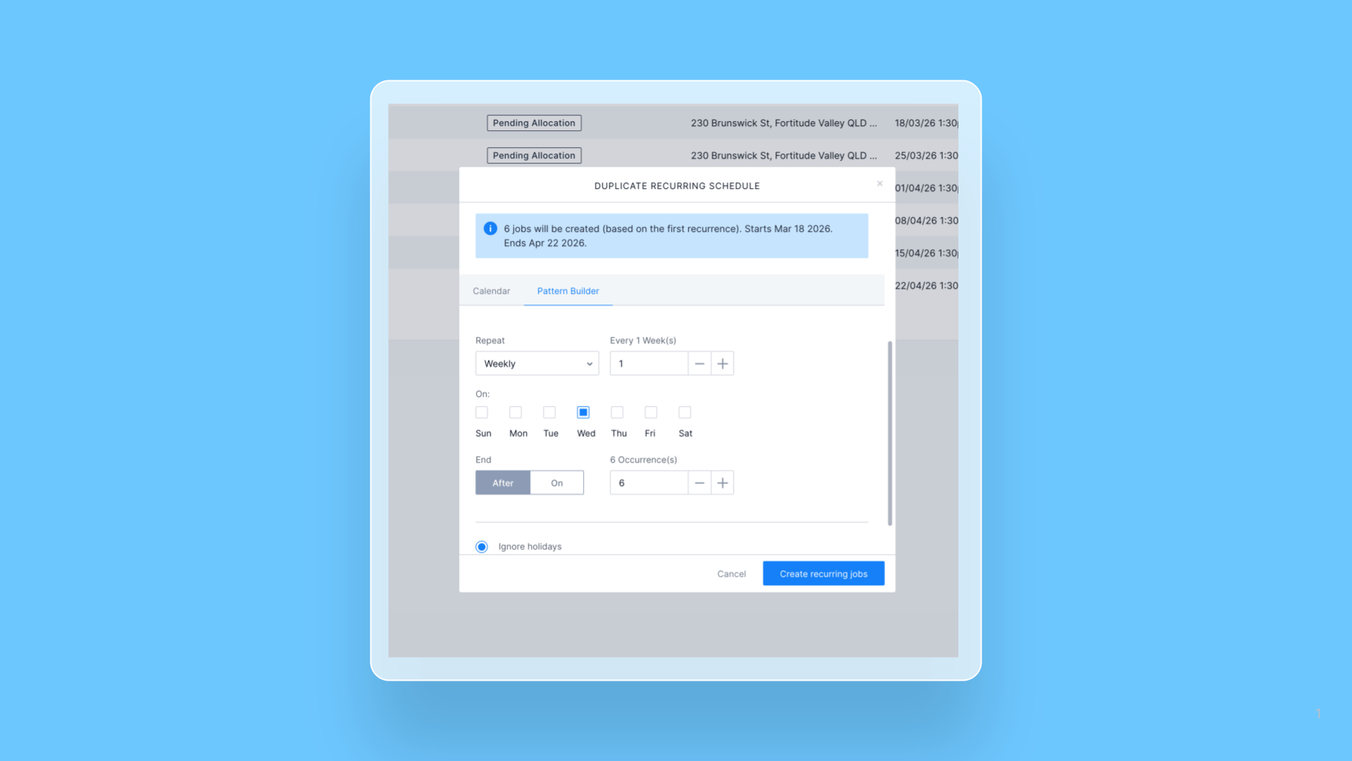 Duplicate a Recurring Schedule release note