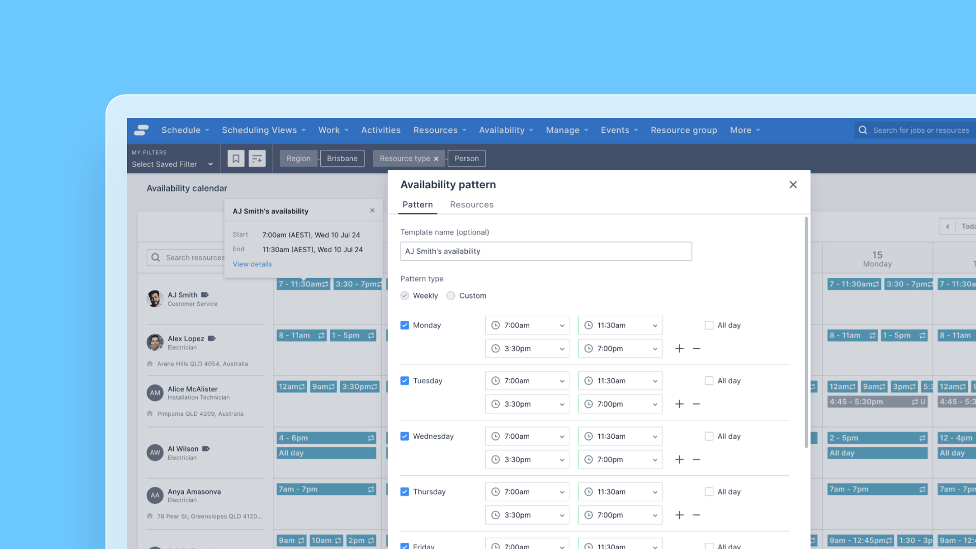Multiple time intervals in availability patterns release note