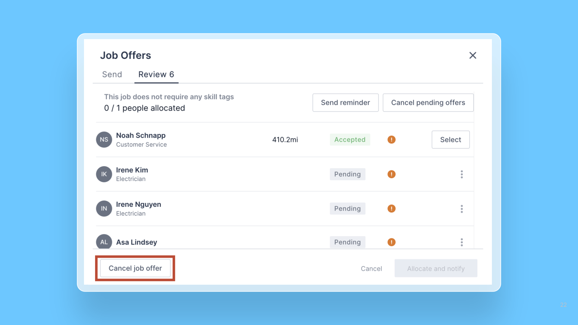 Resend declined or canceled job offers release note