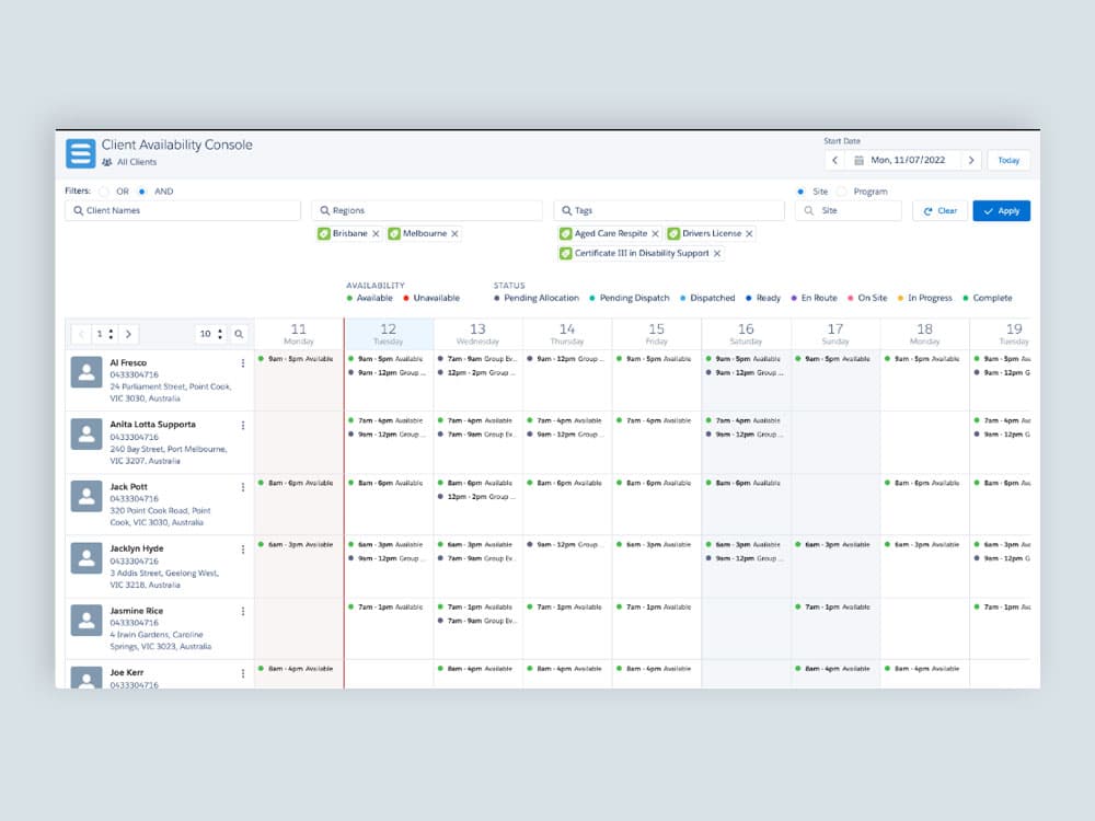 Client Availability Console screenshot 1