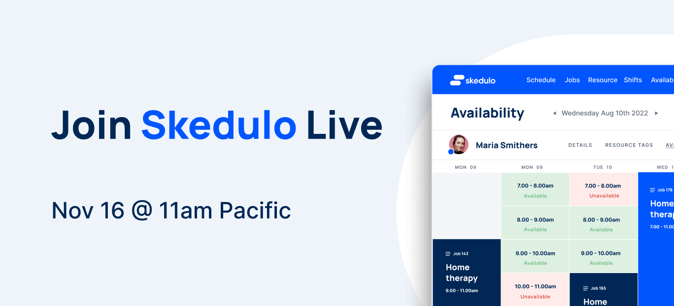 Skedulo Product Showcase: Therapy Solution Webinar event image